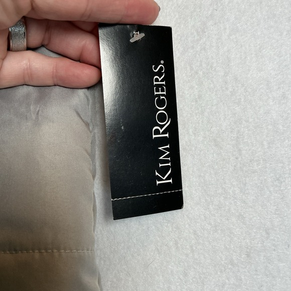 Kim Rogers Quilted Puffer Vest Sz XLarge Grey Beaded Pockets Zip Sleeveless NWT - Picture 4 of 9